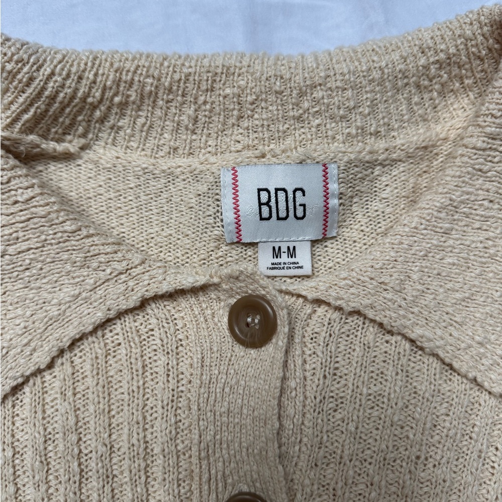 BDG Beige Ribbed Button-Up Cardigan - Picture 2 of 3